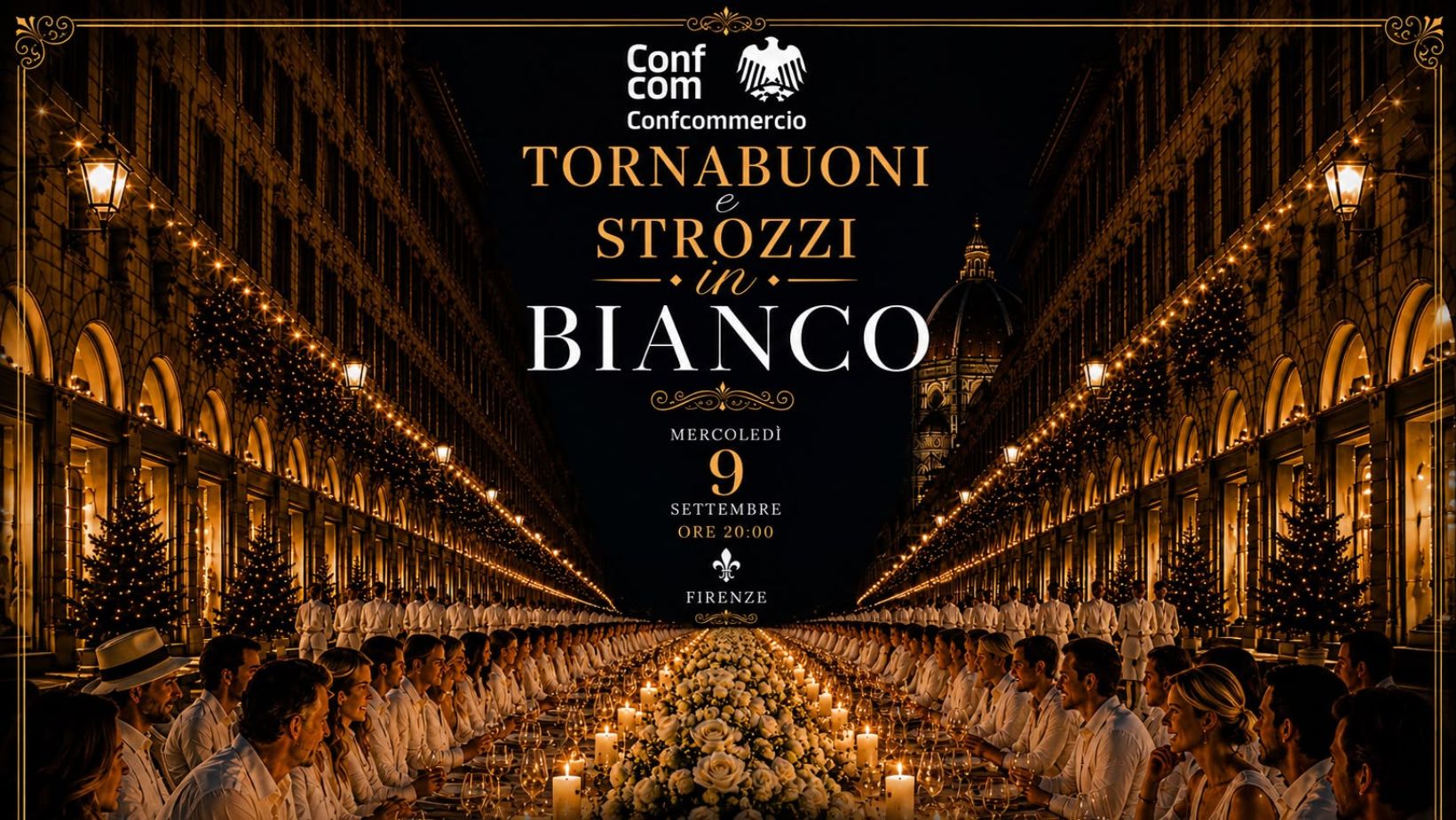 Firenze, "Cena in bianco" in via Tornabuoni e via Strozzi